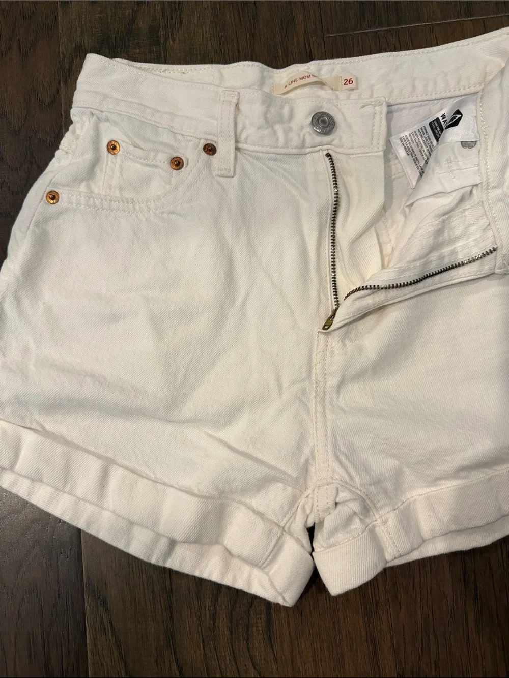 Levi's White High-Rise Denim Shorts